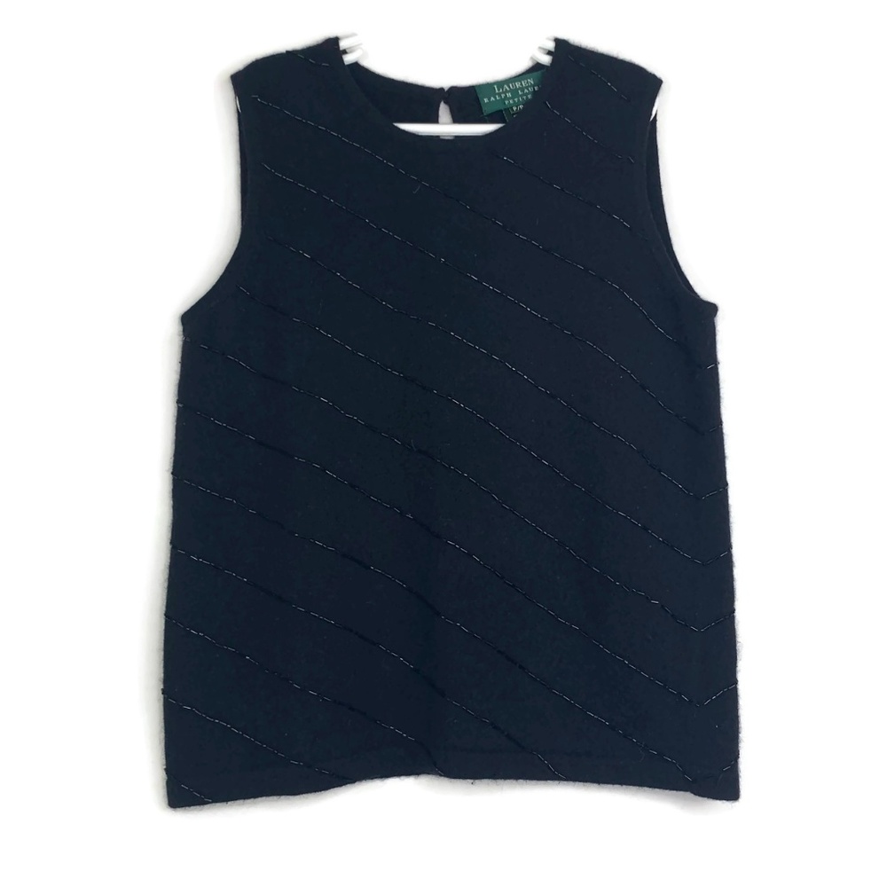 Lauren Ralph Lauren Petite Black Wool Vest